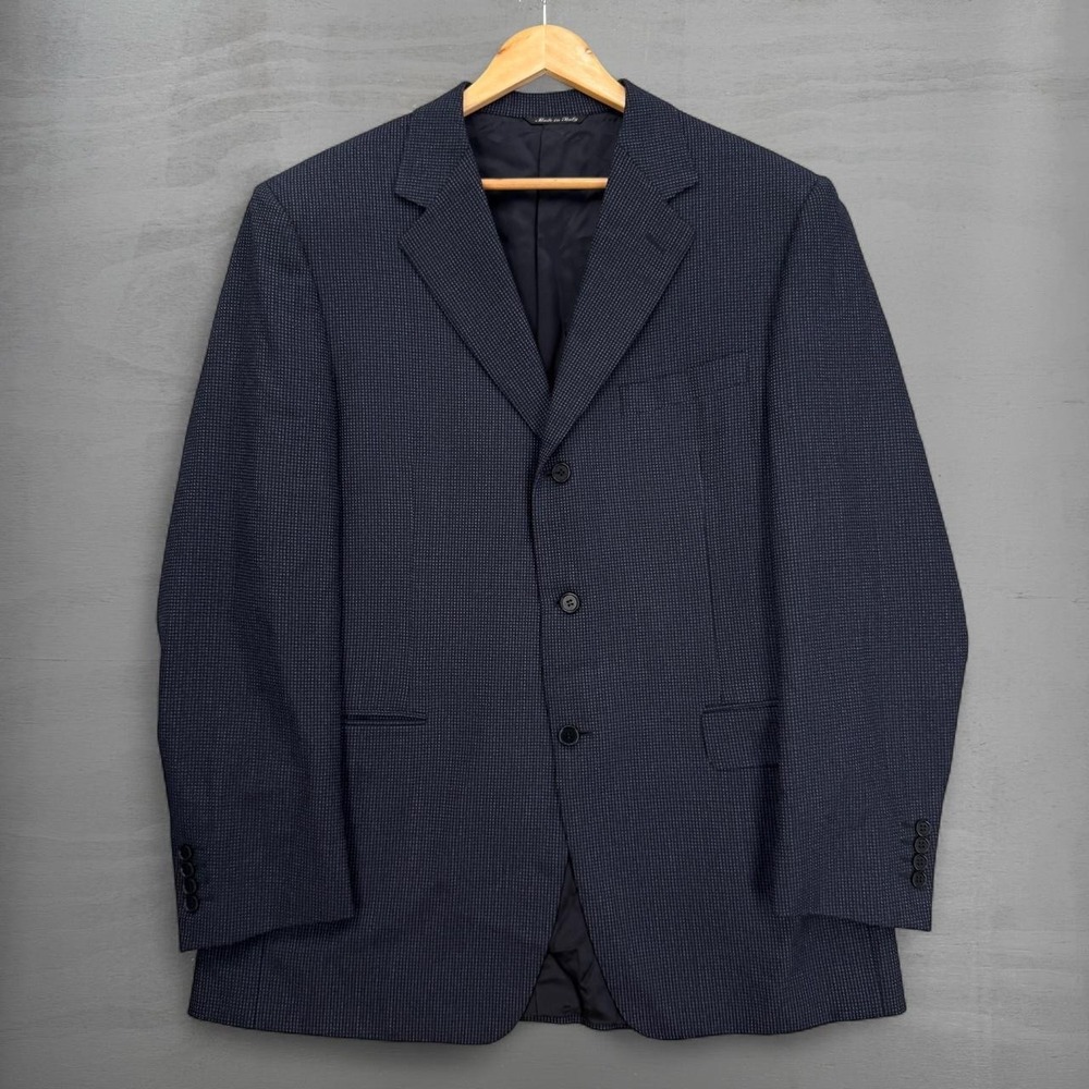 Canali Birdseye Suit Blazer Sport Coat Navy Micro-Check Pure Wool Italy 54 7 L